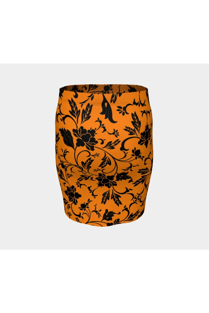 Turmeric Floral Silhouette Fitted Skirt