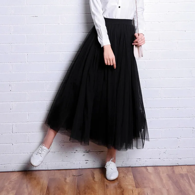 VenusFox Vintage Elastic High Waist Long Skirts