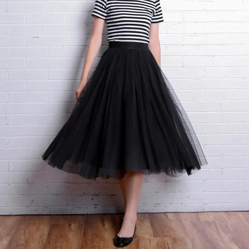 VenusFox Vintage Elastic High Waist Long Skirts