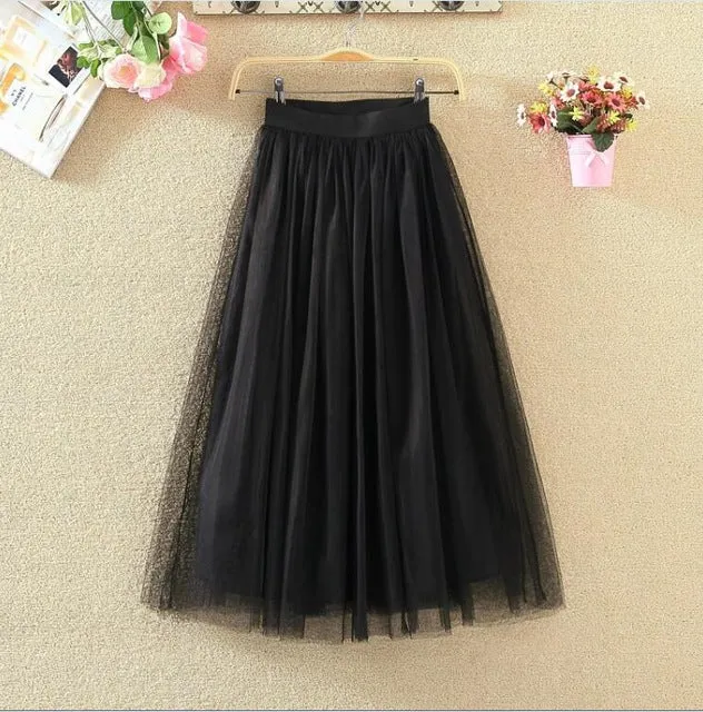 VenusFox Vintage Elastic High Waist Long Skirts