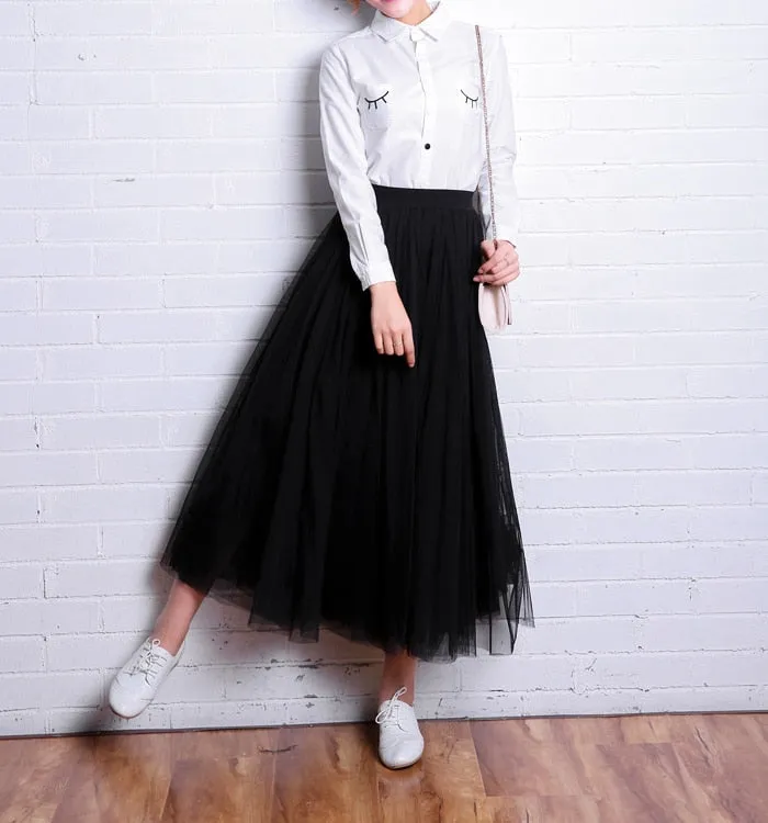 VenusFox Vintage Elastic High Waist Long Skirts