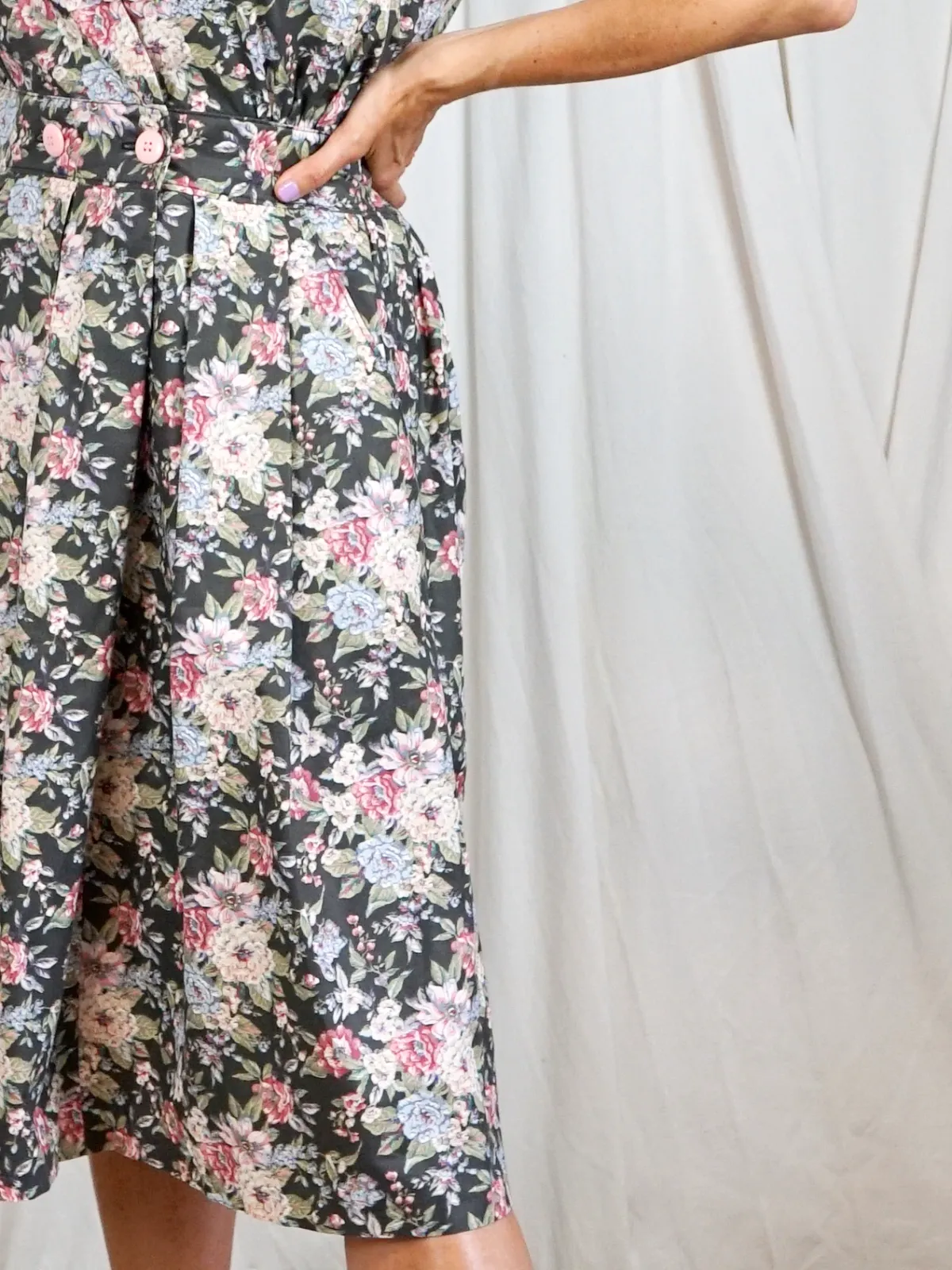 Vintage Floral Romantic Pleated Dress