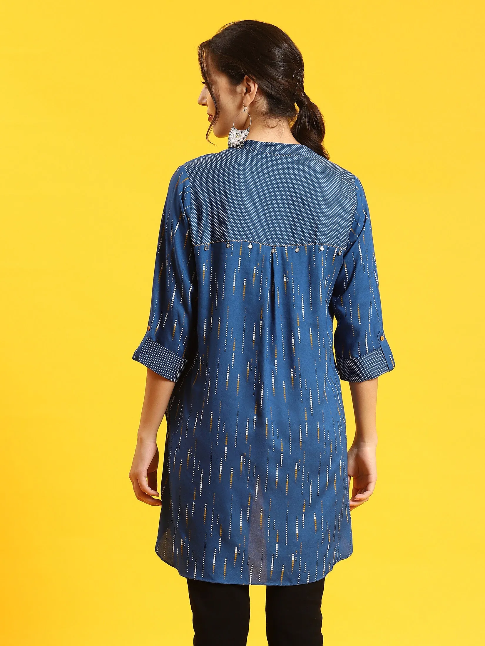 Women Blue Printed Tunic