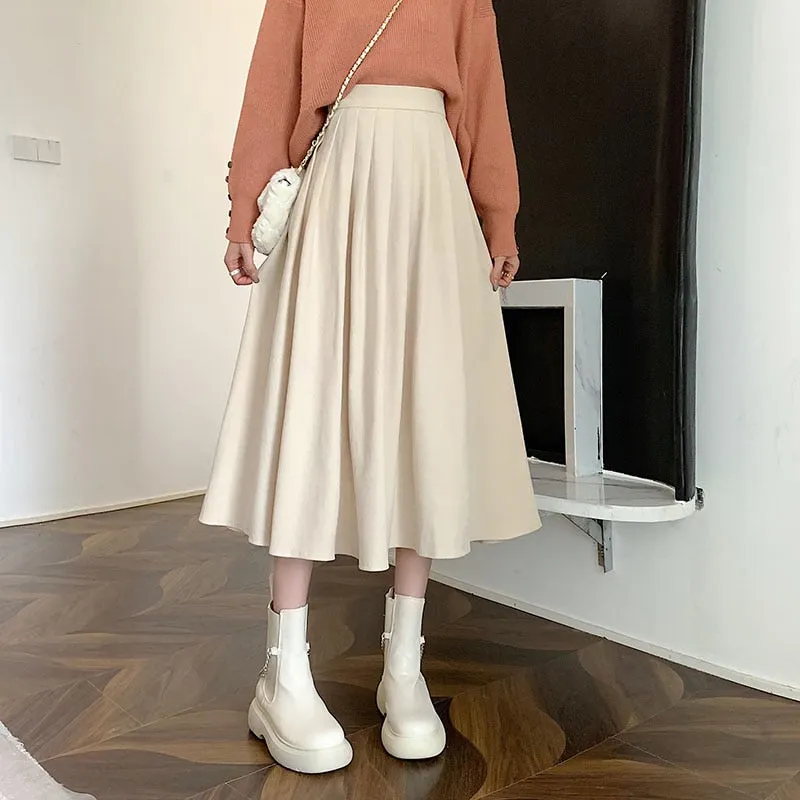 Women Korean Fashion College Style Long Skirt