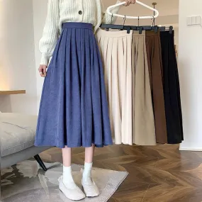 Women Korean Fashion College Style Long Skirt