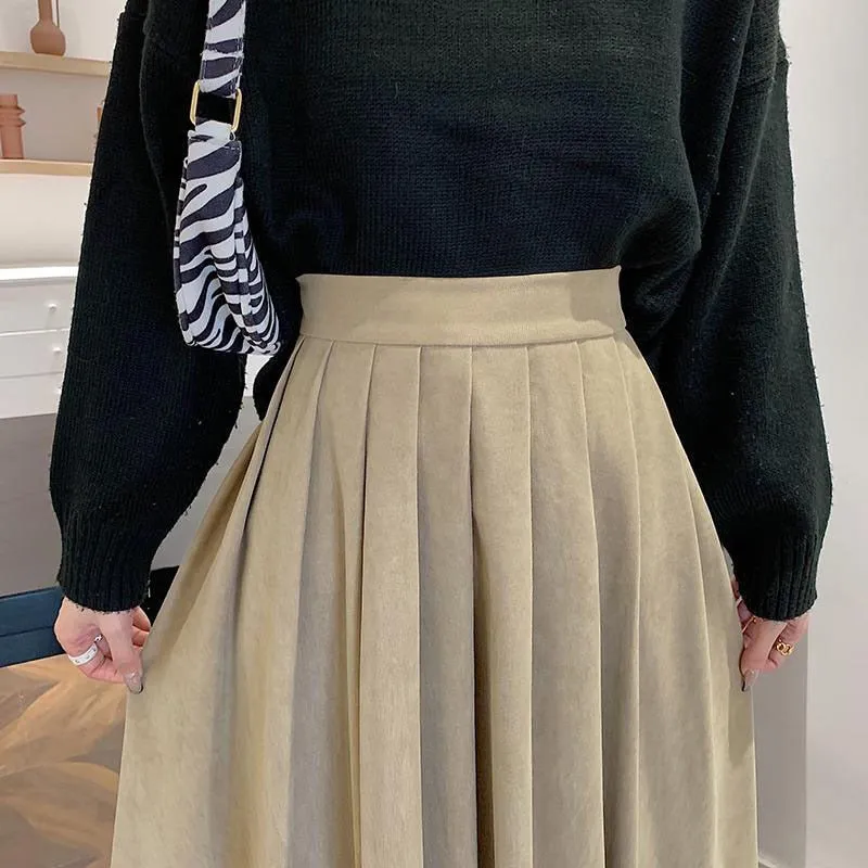 Women Korean Fashion College Style Long Skirt