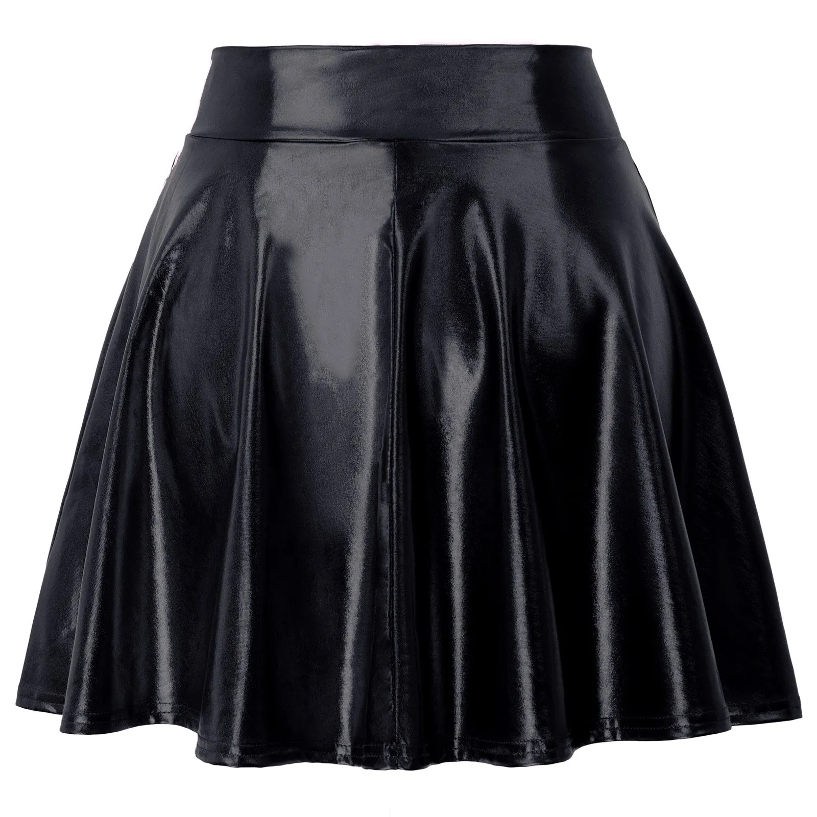 Women's Shiny Metallic Skater Skirt Fashion Flared Mini Skirt