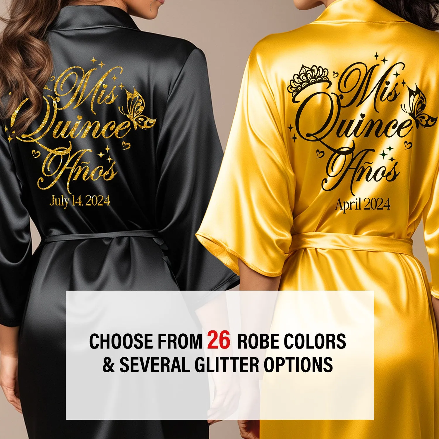 Yellow Gold Mis Quince Años Robes, Pretty Quinceañera Robes, Robes for Mama de Quince | Quinceañera Gift