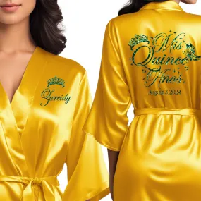 Yellow Gold Mis Quince Años Robes, Pretty Quinceañera Robes, Robes for Mama de Quince | Quinceañera Gift