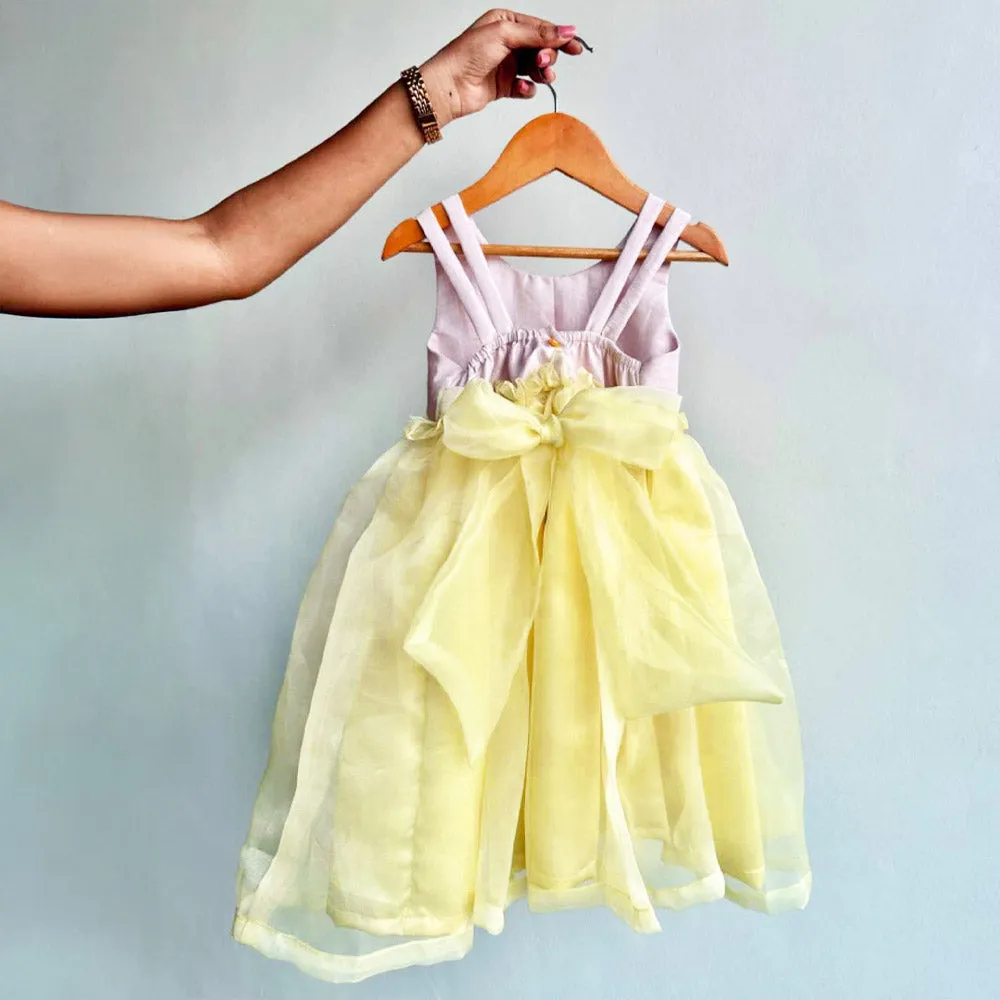 Yellow Mushroom Embroidered Organza Dress